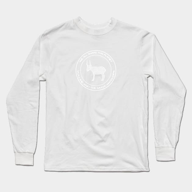 We All Share This Planet - You, Me and the Saiga Antelope - animal design Long Sleeve T-Shirt by Green Paladin